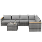 Outsunny 7-Piece 25.6" Extra Wide Deep Outdoor Sectional Sofa - Light Grey-Seven piece patio sectional includes six chairs and a matching coffee table