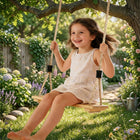 Qaba Wooden Tree Swing Seat with Adjustable Rope and Accessories - Natural-Height-adjustable ropes adapt as your child grows for a comfortable swing experience 