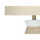Monarch Specialties 27" H Contemporary Table Lamp - Cream Ceramic / Beige Shade-Assembled dimensions: 15.5 in. L x 15.5 in. W x 26.5 in. H. base: 7.25 in. L x 7.25 in. W x 15 in. H. shade: 15.5 in. L x 15.5 in. W x 10 in. H