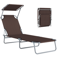 Outsunny Outdoor Lounge Chair - Adjustable Folding Chaise Lounge - Brown-Suitable for outdoor park, garden, patio, poolside, conservatory, beach and more