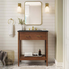 Modway Zaire 30" Bathroom Vanity - Walnut/Black-Metal Handle Pulls