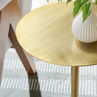 Modway Aliza Round White Marble Side Table - White Brass-Non-Marking Pad For Floor Protection