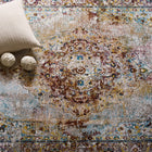 Modway Success Merritt Transitional Distressed Floral Vintage Medallion Area Rug - 4 ft W x 6 ft L - Multicolored-Gripping Rubber Underside