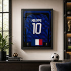 Frameworth Official FIFA World Cup 2026 France Kylian Mbappe Framed Replica Jersey - 25.75" x 33.75"-Professionally framed in Canada, with the replica jersey mounted in a premium black frame and a clear protective front.