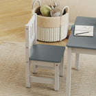Qaba Kids Table & Chairs Set, Toddler Table & 2 Chair Set for Activity, Art, Craft, Reading for 3-8 Years - Grey-Features rounded corners and anti-tip legs to keep your child's complete safety
