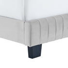 Modway Celine Channel Tufted Performance Velvet Twin Bed - Light Grey-Solid Wood Legs
