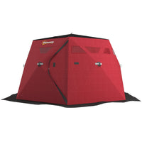 Outsunny 4 Person Ice Fishing Shelter - Pop-Up Ice Fishing Tent - Red-Warm interior with temperature protection down to -22℉/-30℃
