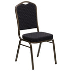 Flash Furniture HERCULES Series Crown Back Stacking Banquet Chair in Black Patterned Fabric - Gold Vein Frame-500 lb. Weight Capacity