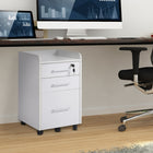 HOMCOM Vertical Mobile Filing Cabinet with Lockable Drawer - White-The large bottom drawer fits A4 and letter hanging file folders
