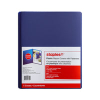 Staples 3-Tang Poly Report Cover - Blue - 5 Pack-Durable, waterproof, and tear-resistant plastic construction