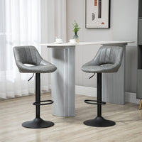 HOMCOM Adjustable Counter Height Swivel Bar Stools - Grey - 2 Pack-Packaged in a set of 2, it's excellent for creating a coordinating look in your home
