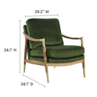 Modway Langford Performance Velvet Accent Armchair - Moss Green Walnut-Stain-Resistant Upholstery