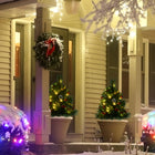 HOMCOM 2.5' Pre-Lit Artificial Christmas Tree 2-Piece Set-Controller included 
