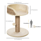 PawHut 19" Small Cat Tree with Scratching Post, Perch and Toy Ball - Beige-Particle board frame is solid and tough, with jute rope wrapped around the middle so they can scratch their claws 
