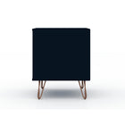 Manhattan Comfort Rockefeller 20.08" Mid-Century Modern 1-Drawer Nightstand - Tatiana Midnight Blue-Perfect for Storage or Display Items