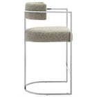 Modway Huron Curved Back Fabric and Metal Counter Stool - Silver Wheat-Adjustable Non-Marking Floor Glides