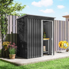 Outsunny Garden Storage Shed with Sliding Door and Sloped Roof - 5' x 3' - Black-Sloped roof to prevent water accumulation 