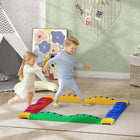 Qaba Kids Balance Beam with Non-Slip Foot Pads - Multicoloured - Set of 12-Undulating height on beam surface enhances coordination 