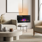 HOMCOM Wall-Mounted Electric Fireplace with LED Flame - Black-Two heat settings (750/1500W) provide efficient warmth for your entire room 