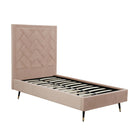 Manhattan Comfort Crosby 81.1" Modern Velvet Upholstered Twin-Size Bed - Nude-44.5" L x 81.1" W x 59.1" H