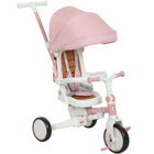 Qaba 7 in 1 Toddler Tricycle with Adjustable & Removable Parent Handle - Pink-7-in-1 design adapts as your child grows, saving money and space 