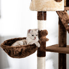 PawHut 94" - 102" Floor-To-Ceiling Huge Cat Tree Tower - Brown-Overall Dimension: 23.6"L x 17.7"W x 94.5"-102.4"H 