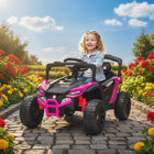 Qaba 12V Kids Ride On Truck with Dual Motors - Pink-Dual modes with a parental remote for enhanced safety and control 