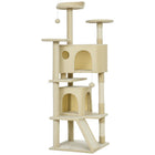 PawHut 63" H Cat Tree with Two Cat Condos - Cream White-Activity play center keeps cats entertained and active 