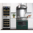 Kucht 36" KNG Series Pro Style Natural Gas Range - Stainless Steel/Green-Matching the power of professional kitchens, this range features a 22,000 BTU convection oven and a 10,000 BTU broiler