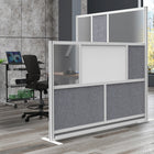 Luxor Modular Wall Extension with Whiteboard - 53" W x 48" H - Segmented Grey Frame, Frosted Acrylic, Cool Grey PET-NRC rating greater than 0.85 for sound control