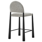 Modway Hayley Upholstered Fabric Counter Stool - Black Camel-Adjustable Non-Marking Floor Glides