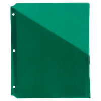 JAM Paper Plastic Binder Pockets - 11 3/16 x 9 1/4 - Green - 6 Pack-Colour: Green