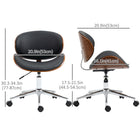 Vinsetto Low Back Armless Office Task Chair with Curved Seat - Black-Poplar bentwood is sturdy and elegant, faux leather is luxurious and easy to maintain