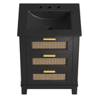 Modway Dixie 24" Solid Wood Bathroom Vanity Cabinet - Black-8
