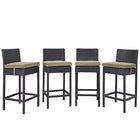 Modway Convene 4 Piece Outdoor Patio Pub Set - Espresso Mocha-Synthetic Rattan Weave