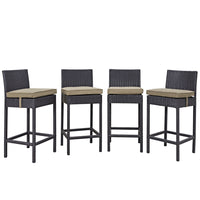 Modway Convene 4 Piece Outdoor Patio Pub Set - Espresso Mocha-Synthetic Rattan Weave