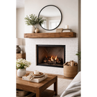 Entrepot La Grange Floating Beam Fireplace Mantel - 72" L x 7" D x 5" T - Medium Walnut-Real Wood