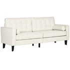 HOMCOM 3-Seater Sofa with Back Cushion, Pillows and Wood Legs - Cream White-The three-seater design is excellent for placing in limited spaces but roomy enough to curl up in