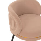 Manhattan Comfort Kaya 22.83" Modern Velvet Upholstered Dining Chair - Nude-Beautiful Low Rounded Back with Pleated Material Design and Gold Ring Seat