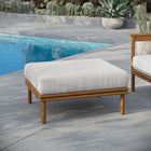 Modway Wren Outdoor Patio Teak Wood Ottoman - Natural/Sail-Removable Cushions