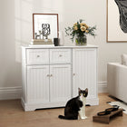 PawHut Cat Litter Box Enclosure with Drawer, Storage and Anti-tip Kit - White-Provides private space, minimizes odor 