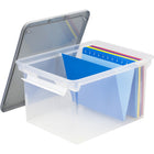 Storex Utility Tote Letter/Legal With Lid-Clear base with Grey lid