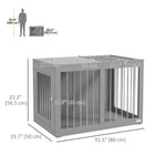 PawHut 31.5" L Dog Crate Furniture with Double Doors - Grey-The top door is easy to clean and closes gently 