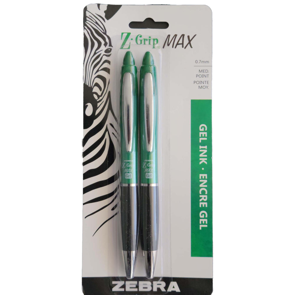 ペンラシール ⑦ Zebra Z-Grip Max Gel Pens Retractable – 0.7mm – Green – 2 Pack