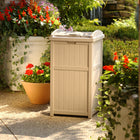 Suncast Trash Hideaway - Light Taupe-Durable resin construction with solid bottom panel.