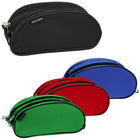 Merangue Dual Zipper Oblong Pencil Case, Assorted Colours, 12 Pack-2 individual zippered compartments