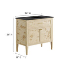 Modway Elysian 36" Wood Bathroom Vanity - Black/Burl-Ceramic Sink Basin