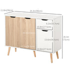 HOMCOM 35.4" L Sideboard - White and Nature Wood-Can also be used as a chest or storage sideboard in modern study, living room 