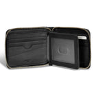 Champs Camo Leather Zip Around Wallet - Black-RFID Lining