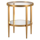 Hudson&Canal Hera 20"W Round Side Table with Mirror Shelf - Antique Brass-Top has a weight capacity of 40 lbs, shelf can hold 20 lbs